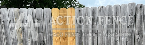 Fence repaired by replacing a few pickets