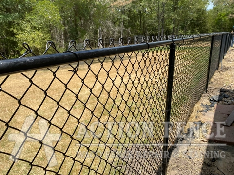 Four-feet-tall, black vinyl chain-link fence