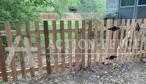 Four-feet-tall cedar fence with four-inch gaps