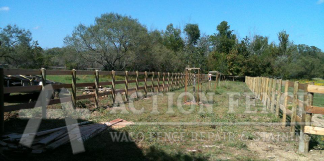 Ranch style 3 rails wooden fence